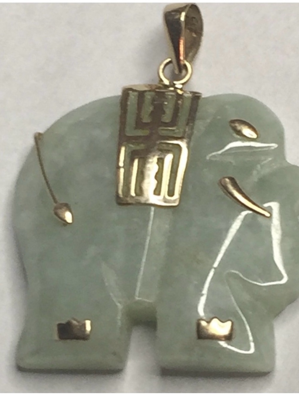 10KT Gold and Jade Elephant 🐘 Pendant